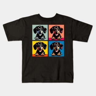 Pop Retro Dachshund Art - Cute Puppy Kids T-Shirt